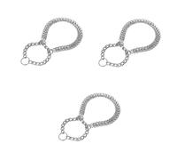 BESPORTBLE 3pcs Metal Chain Double Row Pet Collar Silver for Dogs Reflective Design for Outdoor Use Pet Necklace Protective Features