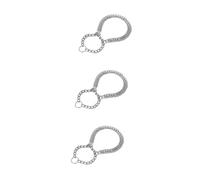 BESPORTBLE 3pcs Metal Double Row Plated Pet Collar Necklace Chain Silver Color for Outdoor Training and Daily Walks