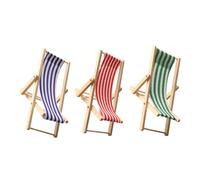 BESPORTBLE 3pcs Mini Folding Wooden Deck Chairs for Dollhouse Sturdy Simulation Beach Chairs in Red Blue Green Space Saving Miniature Furniture for Seaside and Outdoor Dollhouse Scenes