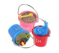 BESPORTBLE 3pcs Miniature Beach Buckets for Dollhouse Decor Coastal Christmas Ornaments Pails for Micro Landscape DIY Craft Garden Accessories Pink Blue Red