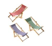 BESPORTBLE 3pcs Miniature Beach Chair Doll House Miniature Foldable Beach Chair Dollhouse Mini Furniture Decoration Ornament Dollhouse Outdoor Accessories Mini Furniture Model Cloth