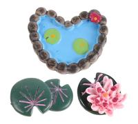 BESPORTBLE 3pcs Miniature Lotus Figurines Artificial Water Lily Pads Fairy Garden Lawn Ornaments for DIY Terrarium and Aquarium Landscape Decoration