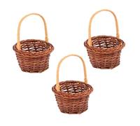 BESPORTBLE 3Pcs Miniature Rattan Woven Baskets Handheld Small Model Decorative DIY Basket for Mini House Bedroom Dressing Micro Scene Decor