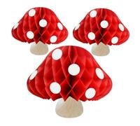 BESPORTBLE 3Pcs Mushroom Honeycomb Balls Whimsical Hanging Decorations for Jungle Forest Decor for Birthday Shower Wedding Celebrations Easy to Assemble Centerpieces