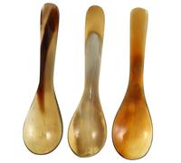 BESPORTBLE 3Pcs Natural Horn Coffee Spoons Small Vintage Dessert Scoops for Coffee Honey Beverages and Cake Serving Polished Smooth Surface for Office and Party Use