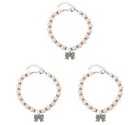 BESPORTBLE 3pcs Necklace Puppy Collars Pet Supplies Pet Collar with Ribbon Dog Collars for Puppies Collar for Puppy Pet Dog Puppy Necktie Cat Neck Chain Costume Jewelry Cat Collar Pearl Pink