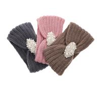 BESPORTBLE 3pcs Pearl Turban Headbands for Women Stretchy Knit Hair Wraps and Warm and Comfortable Ear Warmers for Outdoor Activities