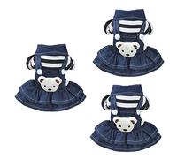 BESPORTBLE 3pcs Pet Apparel for Small Dogs Dog Clothes Girl French Bulldog Dress Bear Harness Denim Strap Cozy Material Cool Warm Daily Wear Outdoor Sports Home Travel Pet Photo Accessory