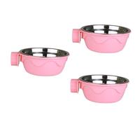 BESPORTBLE 3pcs Pet Bowl Stationary for Dogs and Cats Detachable Stainless Steel Hanging Feeding Bowl Fixed Design for Cage Use Two-layer Pet Supplies