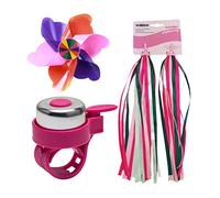 BESPORTBLE 3pcs Pink Children Bike Handlebar Bell Set with Tassels and Streamers Polyester and Plastic Material Creative and Cute Bike Accessories for Girls and Boys and Girls