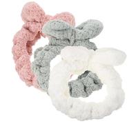 BESPORTBLE 3pcs Plush Bowknot Makeup Headbands Soft Stretch Skincare Hairbands for Face Washing Spa Sports Women Non-slip Cute Striped Design Pink Green White