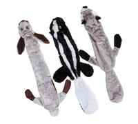 BESPORTBLE 3pcs Plush Dog Bundle Squirrel, Raccoon, and Rabbit Patterns, Creative Design Encouraging Healthy Chewing Habits, Stuffing-free Squeaky for Dogs and Pets