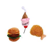BESPORTBLE 3pcs Plush Dog Toys Set Bite Resistant Food Simulation Toys Burger Drumstick Ice Cream Squeaker for Interactive Play Bright Colors to Engage Pets