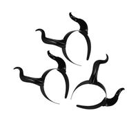 BESPORTBLE 3pcs Realistic Devil Horns Headband Matte Black Cow Horn Hair Hoops for Halloween Carnival Cosplay Party Accessories Lightweight Comfortable Hairband