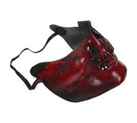 BESPORTBLE 3pcs Red Plastic Skull Half Face Masks Halloween Scary Costume Mask for Men Adults, Gothic Skeleton Masquerade Party Accessory