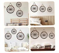 BESPORTBLE 3pcs Rustic Wooden Wagon Wheel Wall Art Vintage Farmhouse Hanging Decor for Garden Home Office with Fine Craftsmanship and Stable Solid Wood Material