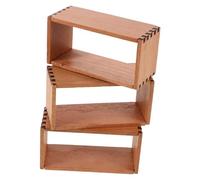 BESPORTBLE 3pcs Scale DIY Display Rack with Cherry Wood Finish Micro Scene Furniture for Tiny Books and Crafts Collection