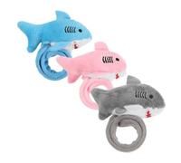 BESPORTBLE 3pcs Shark Plush Slap Bracelets, Soft Stuffed Animal Wristbands in Blue Pink Grey, Shark Theme Party Favors and Sea Animal