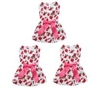 BESPORTBLE 3pcs Sleeveless Pet Dress Flower Print and Elegant Bowknot for Dogs White for Everyday Wear and Special Occasions