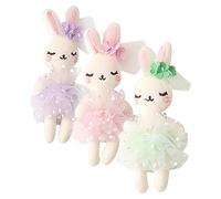 BESPORTBLE 3pcs Small Plush Bunny Dolls Soft Stuffed Rabbit for DIY Craft Supplies PP Cotton Filled Decorative Animal Ornaments in Pastel Green Purple Pink