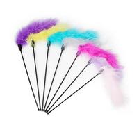 BESPORTBLE 3pcs Soft Cat Teaser Kitten Fuzzy Stick Toys Wand for Interactive Pet Plush Melodious Bell Solid Wood Handle Random Color