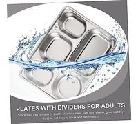 BESPORTBLE 3Pcs Stainless Steel Divided Plates Deep Rectangular Cafeteria Trays Adult Portion Control Dinnerware for Balanced Meals and Buffet Serving