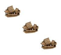 BESPORTBLE 3pcs Vintage Ceramic House Ornament for Fish Tank Artificial Grass House Aquarium Decoration Safe for Fresh Saltwater Easy to Clean Provides Hiding Place for Fish