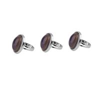 BESPORTBLE 3pcs Vintage Oval Color Changing Adjustable Ring for Men and Women Emotion Feeling Design Sterling Silver for Friends and Lovers Sparkling Jewelry