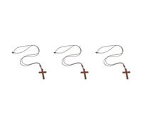BESPORTBLE 3pcs Wood Cross Necklace with Chain with Winter Rustic Handwoven | Wax Rope Cord, Lightweight Comfort for Bible Reading, Car Rearview Mirror, Gift Bags