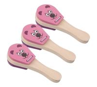 BESPORTBLE 3pcs Wooden Animal Themed Castanets for Natural Non Toxic Percussion Shaker Instruments Easy Grip Hand Noise Makers for Early Music Learning and Family Play