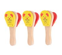BESPORTBLE 3pcs Wooden Castanets for Animal Themed Mouse Design Early Education Percussion Instruments Easy Grip Hand Clappers for Parent Interaction and Development of Coordination Skills