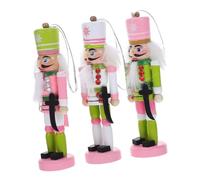BESPORTBLE 3pcs Wooden Christmas Nutcracker Ornaments Handcrafted Festive Soldier Figurines for Tree Table Centerpiece and Mantel Holiday Decoration Set