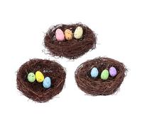 BESPORTBLE 3sets Easter Bird Nest Decoration Hand-woven Nest Eggs Vivid Props for Home Decor and Photography for Easter Celebrations and Family Gatherings