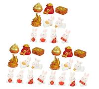 BESPORTBLE 3sets Miniature Bunny Figurine Luck Mascot Decor for Year Adorable Bunny Ornaments for and Desktop Creative Decoration for Festive Celebrations