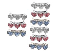 BESPORTBLE 3sets Puppy Barrette Dog Hair Clips Elegant Rhinestone Inlaid Heart Pet Hairpins 3pcs*3