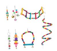BESPORTBLE 3sets Wooden Parrot Toy Talking Parrot Playstand Foraging Toy Safe Chewing Bird Plaything