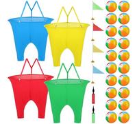 BESPORTBLE 4-Pack Granny Pants Yard Game with Adjustable Straps, Funny Outdoor Party Games for Adults and Family, Lawn Toss Set with 24 Balls, 2 Pumps & 4 Flags for BBQ Reunion Field Day (34)