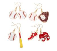 BESPORTBLE 4 Pair Baseball Earrings: Funny Sports Theme Drop Earrings Ideal Jewelry Present For Baseball Fans And Girlfriends