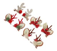 BESPORTBLE 4 Pairs Christmas Reindeer Antler Hairpins Cute Xmas Barrette Festive Hair Clips with Red Green Accents for Holiday Parties and Family Gatherings