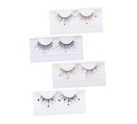 BESPORTBLE 4 Pairs Glitter Sequins False Eyelashes with Hearts Butterflies Flowers Lightweight Comfortable Faux Lashes for Christmas Year Parties and Costumes