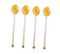 BESPORTBLE 4 Pcs Heat Resistant Clear Glass Spoon Long Handle Coffee Dessert Spoons for Home Restaurant Stirring Tea Milk Sugar Mixing