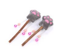 BESPORTBLE 4 Pcs Lollipop Shape Cat Teaser Plush Interactive Bite Resistant Chewing Plaything for Cats Flannelette Material with Ring Bell Grey Pink Colors