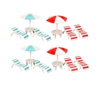 BESPORTBLE 4 Sets Miniature Dollhouse Beach Furniture Set Realistic Chairs and Sunshade Mini Beach Chair Accessories for Dollhouse Decoration Educational Play Summer Style Ocean Scene