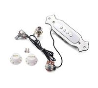 BESPORTBLE 4 String Pre Wired String Magnetic Soundhole Pickup for Cigar Box Guitar Volume and Tone Control Knob White Durable Shell Suitable for Acoustic and Electric Instruments