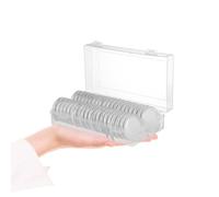 BESPORTBLE 40Pcs Plastic Coin Capsules with Gaskets Holder Cases for 16/20/25/27/30/38/46Mm Includes Storage Box for Collectors and Display Storage