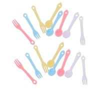 BESPORTBLE 40set Mini Plastic Cutlery Set Colorful Miniature Spoons and Forks for Dollhouse Pretend Play Educational with Detailed Small Utensils for Learning Dining Etiquette and Imaginative