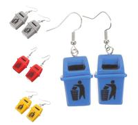 BESPORTBLE 4Pairs Trash Bin Shaped Earrings of Funny Dangle Earrings for Women Quirky and Unique Design Skin Friendly Materials Costume Props for Parties and