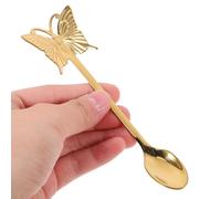 BESPORTBLE 4pcs 304 Stainless Steel Long Handle Salad Spoons with Creative Wing Pattern, Gold Tone Dessert Scoops for Kitchen and Dining Use