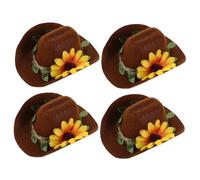 BESPORTBLE 4PCS Adjustable Mini Hamster Cowboy Hat with Floral Decoration Lightweight Felt Party Hats for Small Pets Including Guinea Pigs Parrots Snakes Cute Western Costume Accessories