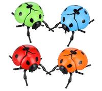 BESPORTBLE 4pcs Animal Wind Up Lifelike Ladybug Figurines for Outdoor Decoration Fun Clockwork Insect Stocking Stuffers for All Ages